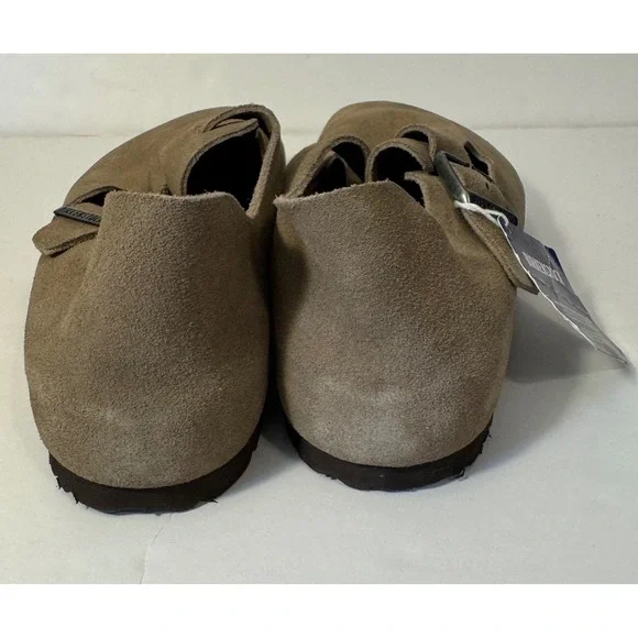 Birkenstock London BS Suede Leather Clogs Men 11 Taupe Closed Heel Shoe NEW